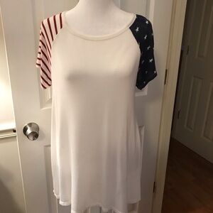 Ginger G Red, White, and Blue Raglan Sleeve Top